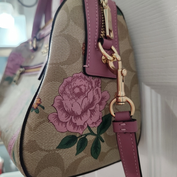 Coach Pink and Tan Floral Satchel - Picture 7 of 9